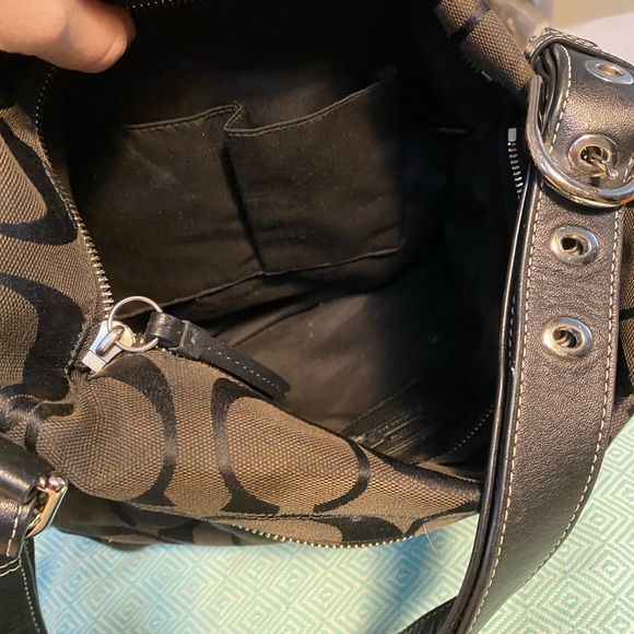 COACH Black on Black Signature Duffle with Silver Tone Hardware
